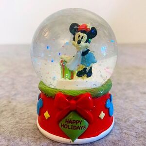 Disney Minnie Mouse Happy Holidays Snow Globe 3" Tall